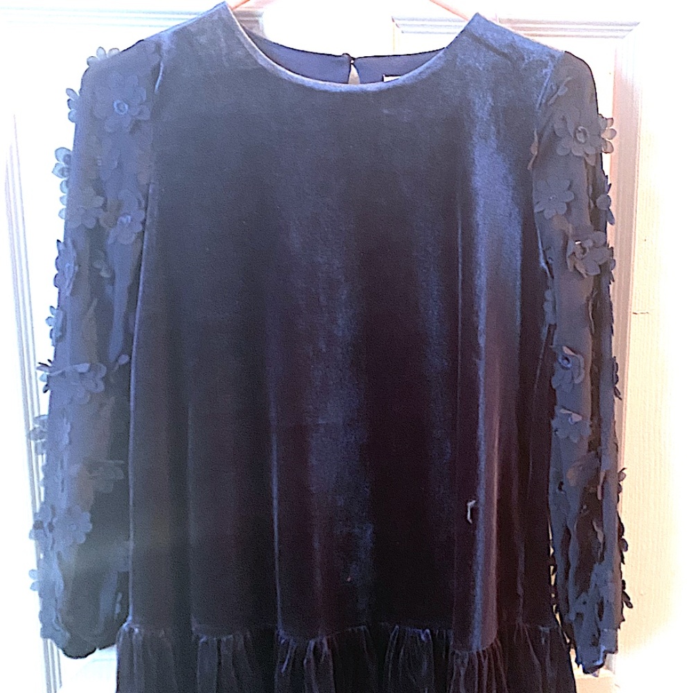Girls Blue Velvet Dress